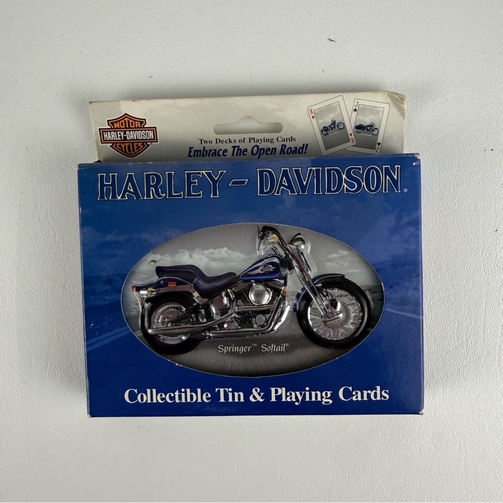 Vintage 2001 Harley-Davidson Double Deck Playing Cards Collectible Embossed Tin